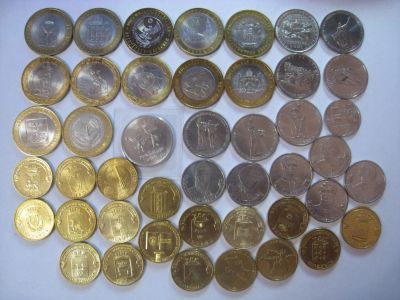Лот: 6414414. Фото: 1. Лот №3 - 45 монет из мешка (Россия... Наборы монет