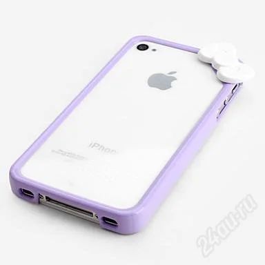 Лот: 2838212. Фото: 1. Лиловый чехол с бантиком для iPhone... Чехлы, бамперы
