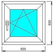 Лот: 19107071. Фото: 1. Окно ПВХ 600х600, створка поворотно-откидная... Окна, балконы