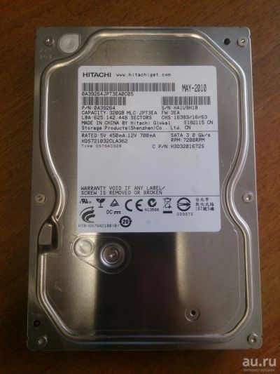 Лот: 9880616. Фото: 1. Жесткий диск HDD Hitachi 320 Gb... Жёсткие диски (HDD)