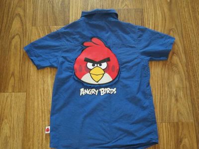 Лот: 9861975. Фото: 1. Крутая рубаха Angry Berds р-р... Рубашки, блузки, водолазки