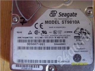 Лот: 387395. Фото: 1. Неисправный буковский ST9810A... Жёсткие диски (HDD)