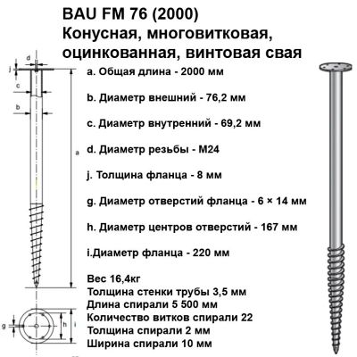 Лот: 9691071. Фото: 1. Винтовой фундамент, свая BAU FM... Винтовые сваи