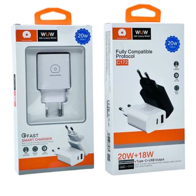 Лот: 25795132. Фото: 1. СЗУ WUW C172 1A1C QC 3.0PD 20W... Зарядные устройства, блоки питания, адаптеры сетевые для смартфонов