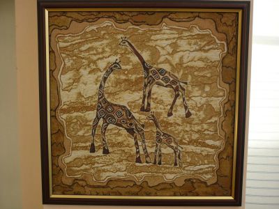 Лот: 5299033. Фото: 1. Картина из ниток "Три жирафа... Картины, рисунки