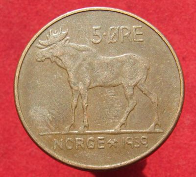 Лот: 15946367. Фото: 1. Норвегия 5 эре, 1959г. Остальные страны