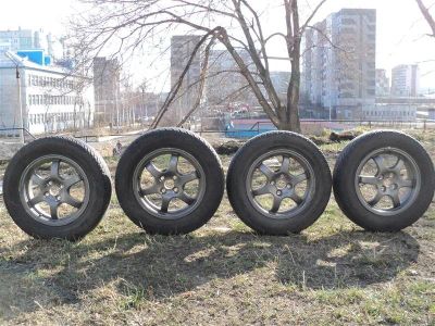 Лот: 913533. Фото: 1. Литье Toyota d15 4х100 с летней... Шины на дисках