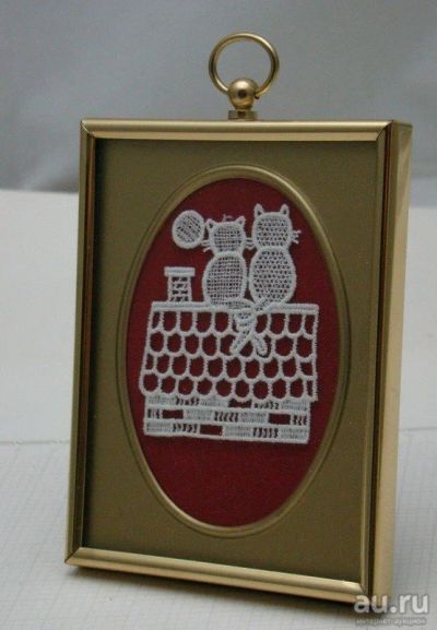 Лот: 17985077. Фото: 1. Фламандское кружево в рамке Кот... Другое (антиквариат)