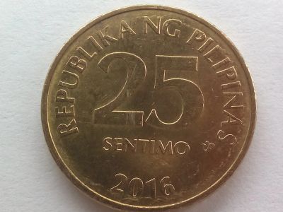 Лот: 19472478. Фото: 1. Монета Филиппин 25 сентимо, 2016. Азия