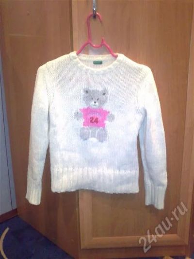 Лот: 575375. Фото: 1. кофта теплая с мишкой, бенетон. Свитеры, толстовки, худи