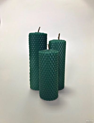 Лот: 18199547. Фото: 1. Свеча из вощины зелёная. Изготовление свечей