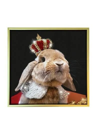 Лот: 21291639. Фото: 1. Картина Кролик с короной с кристаллами... Подарки на Новый год