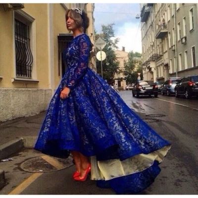 Лот: 6613372. Фото: 1. Вечерне платья "асимметрия " синий-золотой... Платья