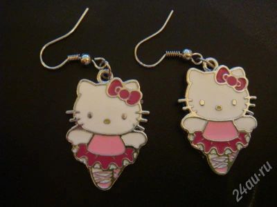 Лот: 179028. Фото: 1. Серьги Hello kitty. Серьги, каффы