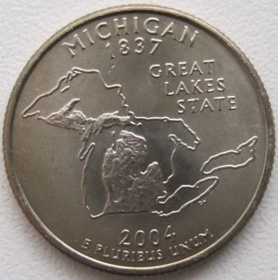 Лот: 6730367. Фото: 1. США 25 центов 2004. Мичиган (штаты... Америка