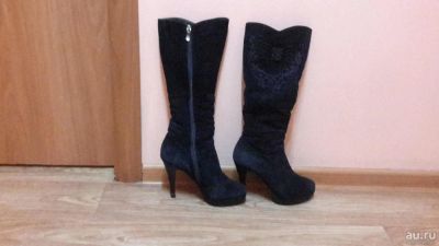 Лот: 8482550. Фото: 1. сапоги зимние синяя замша. Сапоги