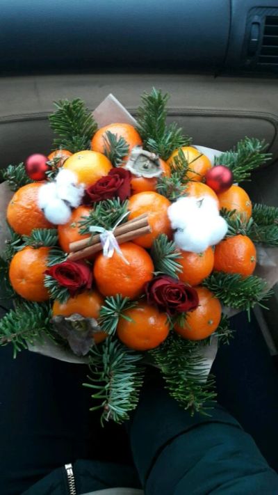 Лот: 12744662. Фото: 1. Роскошный букет из мандаринов... Подарки на Новый год