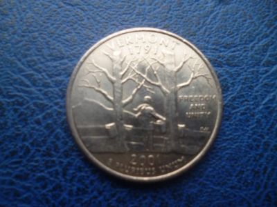Лот: 11299340. Фото: 1. 25 центов 2001 года Штат Вермонт... Америка