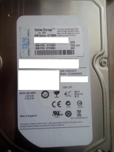 Лот: 8216918. Фото: 1. Жеский диск 3TB SAS серверный. Внешние жесткие диски
