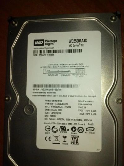 Лот: 4289544. Фото: 1. Винчестер SATA-II 250Gb Western... Жёсткие диски (HDD)