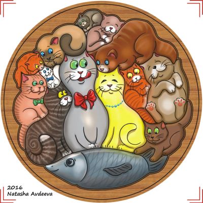 Лот: 12117704. Фото: 1. деревянные вкладыши "коты"(все... Пазлы