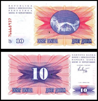 Лот: 19904359. Фото: 1. Босния и Герцеговина 10 динар... Европа