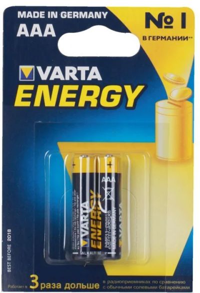 Лот: 16026448. Фото: 1. Батарейки ААА 2шт VARTA Energy... Батарейки, аккумуляторы, элементы питания