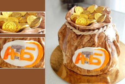 Лот: 3614913. Фото: 1. Торт - мешок с монетами. Торты, пирожные