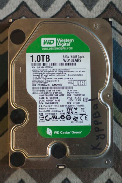 Лот: 6451593. Фото: 1. WD Green 1Tb. Много переназначенных... Жёсткие диски (HDD)