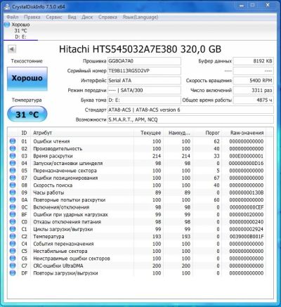Лот: 10877810. Фото: 1. Жесткий диск 320Gb Hitachi для... Жёсткие диски (HDD)