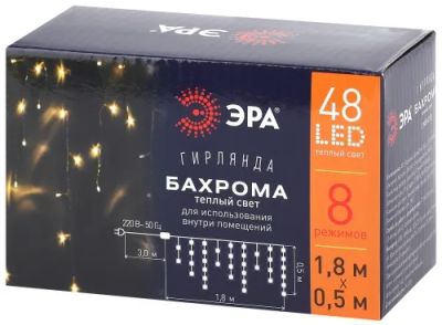 Лот: 24465377. Фото: 1. Электрогирлянда ЭРА Бахрома, теплый... Гирлянды, шарики, новогодние аксессуары