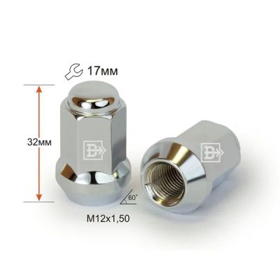 Лот: 10697846. Фото: 1. Гайка 311345 Cr D90 M12X1,50 Хром... Ходовая, подвеска, рулевое управление