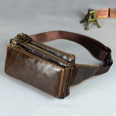 Лот: 14549997. Фото: 1. Кожаная сумка на пояс Brown (поясная... Сумки