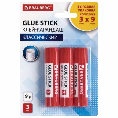 Лот: 24525315. Фото: 1. Клей-карандаш Brauberg 9 г, 3... Другое (канцелярские и офисные товары)