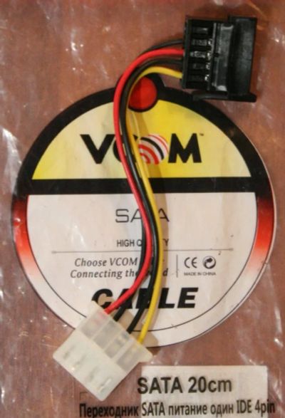 Лот: 10667921. Фото: 1. Переходник питания SATA to Molex. Шлейфы, кабели, переходники