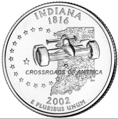 Лот: 7861546. Фото: 1. США.25 центов 2002 г. Indiana... Америка
