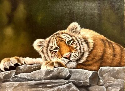 Лот: 24426115. Фото: 1. Картина Тигр холст/масло. Картины, рисунки