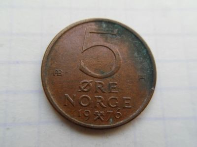 Лот: 9559811. Фото: 1. Норвегия 5 эре 1976. Европа