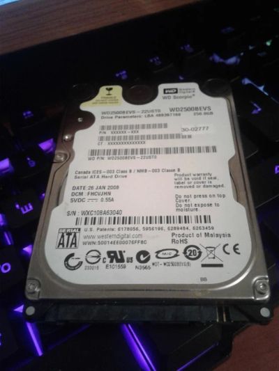 Лот: 10394714. Фото: 1. WD2500BEVS. Жёсткие диски (HDD)
