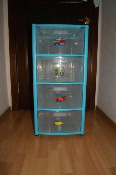 Лот: 3332605. Фото: 1. Комод детский, голубой, 4 секции. Шкафы, стеллажи, комоды
