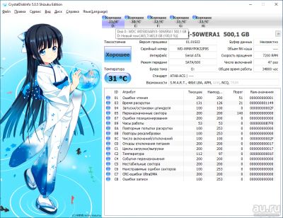 Лот: 18405157. Фото: 1. Жесткий диск 500Gb 7200rpm SATA... Жёсткие диски (HDD)