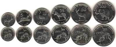Лот: 6676663. Фото: 1. 1991 г. Эритрея 1-5-10-25-50-100... Наборы монет