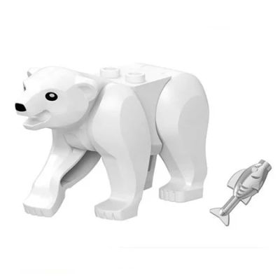 Лот: 14770479. Фото: 1. Белый медведь + рыба — фигурки... Конструкторы