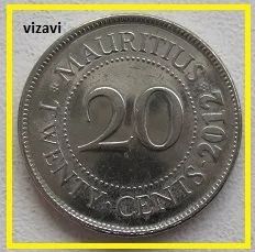 Лот: 17028036. Фото: 1. Маврикий 20 центов 2012 (10). Африка