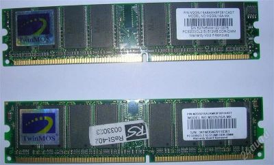 Лот: 1109599. Фото: 1. оперативка DDR1 2x 512 mb 400... Оперативная память