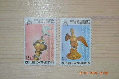 Лот: 6772221. Фото: 1. Марки Мальдивы 1978г. 25 лет коронации... Марки