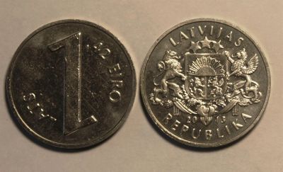 Лот: 3815105. Фото: 1. Латвия.1 лат 2013 г. Монета паритета... Страны СНГ и Балтии