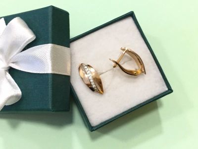 Лот: 15612365. Фото: 1. Серьги золото 585 (Новые). Т8672... Серьги, каффы
