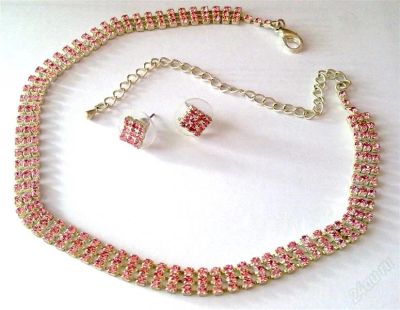 Лот: 1197139. Фото: 1. Колье+серьги, розовый. Колье
