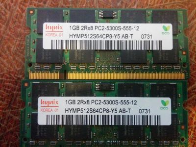 Лот: 5969452. Фото: 1. Ноутбучная DDR2, 2шт. х 1Gb, цена... Оперативная память